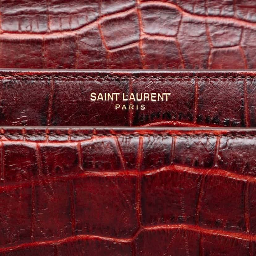 Saint Laurent Medium Croc Embossed Leather Monogram Sunset Crossbody Red Leather Very good condition - Box View