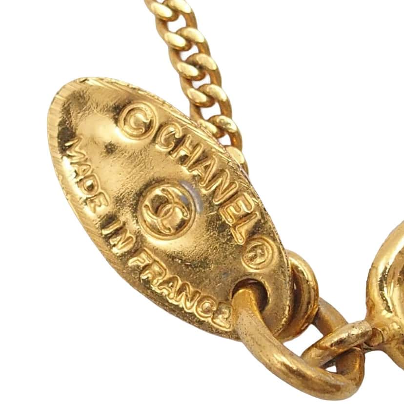 Chanel CC Gold Plated Strass Pendant Necklace Gold Metal Very good condition - Box View