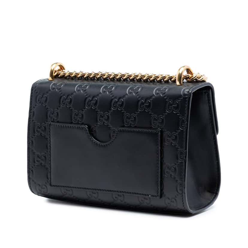 Gucci Small Guccissima Padlock Crossbody Black Leather Very good condition - Back View