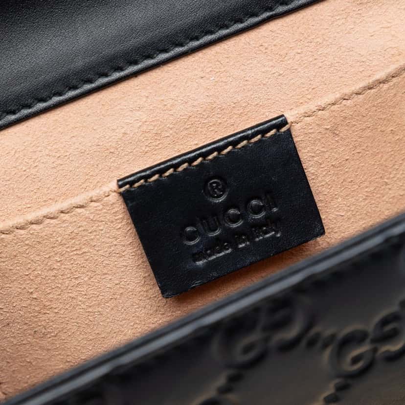 Gucci Small Guccissima Padlock Crossbody Black Leather Very good condition - Box View