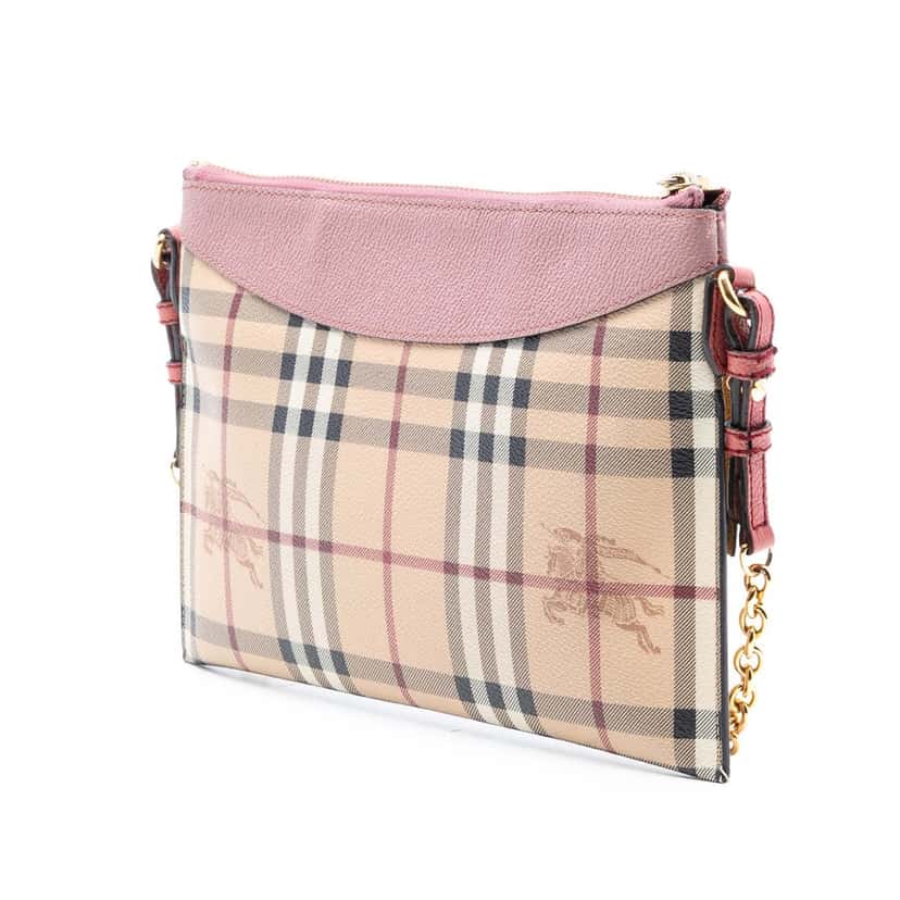 Burberry Haymarket Check Coated Canvas Peyton Crossbody Beige Very good condition - Back View