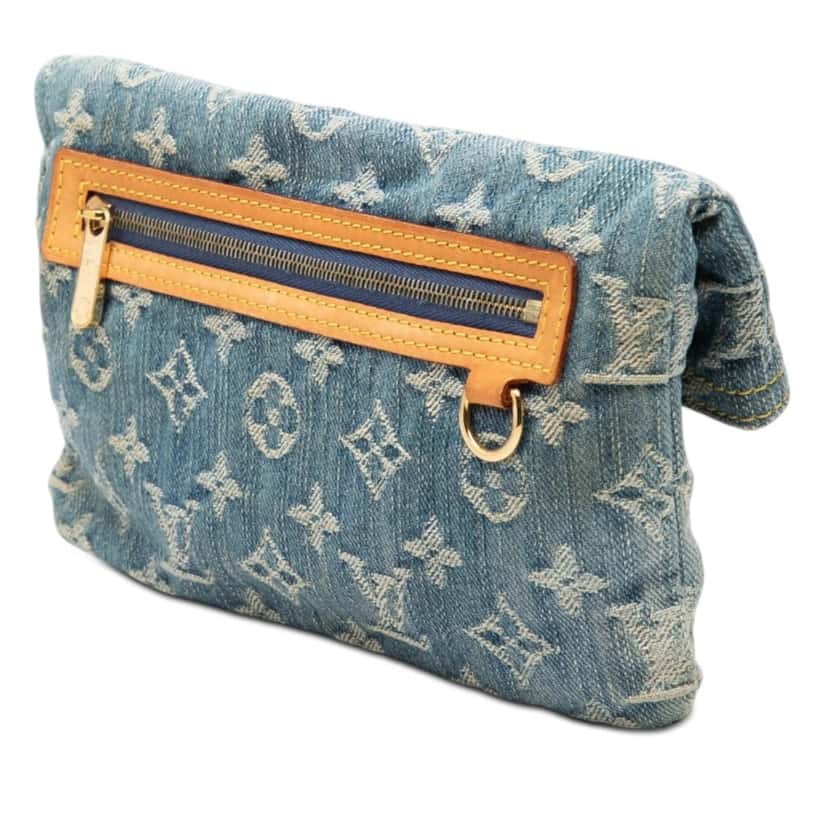 Louis Vuitton Monogram Denim Pochette Plate Blue Very good condition - Back View