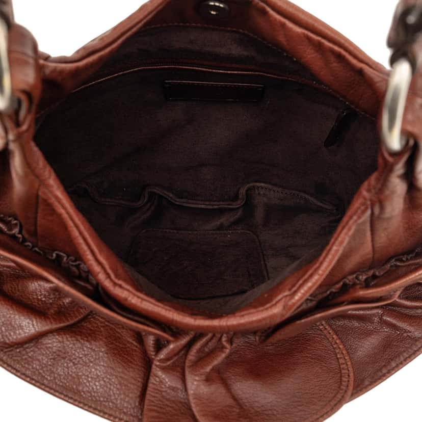 Saint Laurent Leather Nadja Rose Petal Shoulder Bag Brown Leather Very good condition - Model View