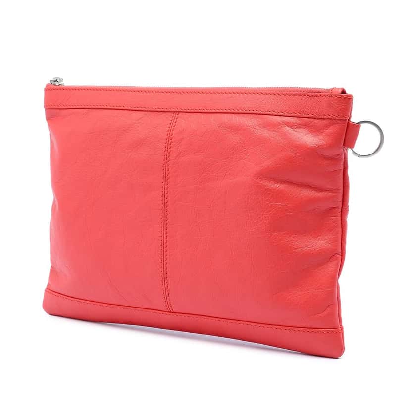 Balenciaga Lambskin Motocross Classic Clip M Clutch Orange Leather Very good condition - Back View