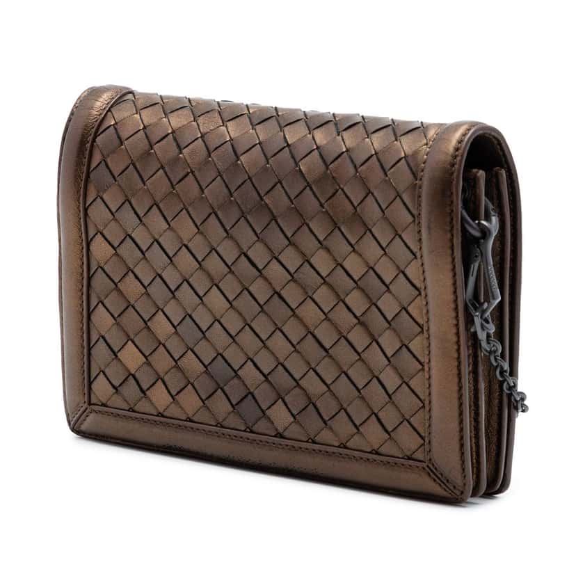 Bottega Veneta Nappa Intrecciato Montebello Crossbody Brown Leather Very good condition - Back View
