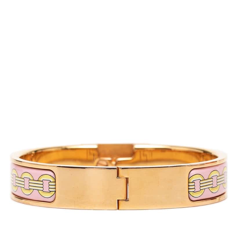 Hermès Narrow Printed Enamel Clic Anneau Bracelet PM Pink Very good condition - Inside View