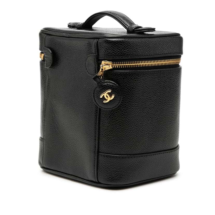 Chanel CC Caviar Vanity Case Black Leather Very good condition - Back View