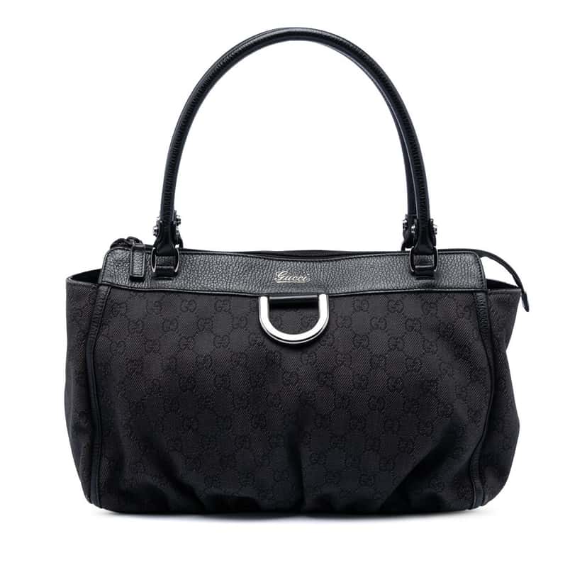 Gucci GG Denim Abbey D Ring Tote Black Very good condition - Front View