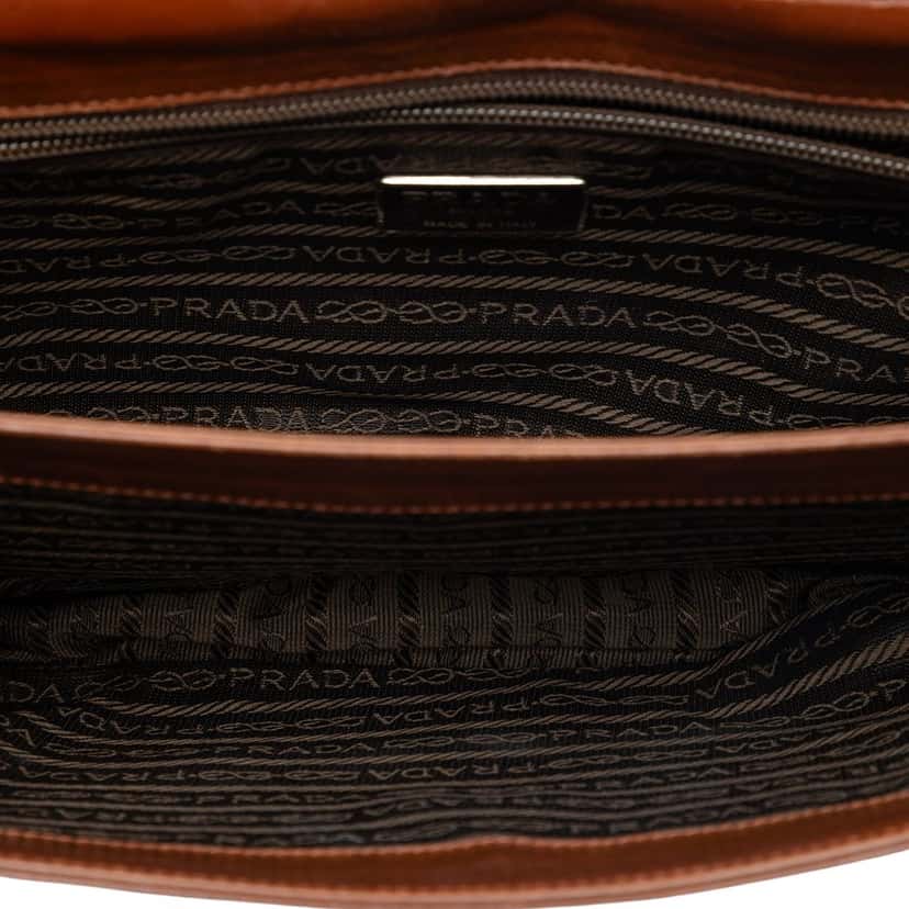 Prada Goatskin Madras Swing Chain Shoulder Bag Brown Leather Very good condition - Model View