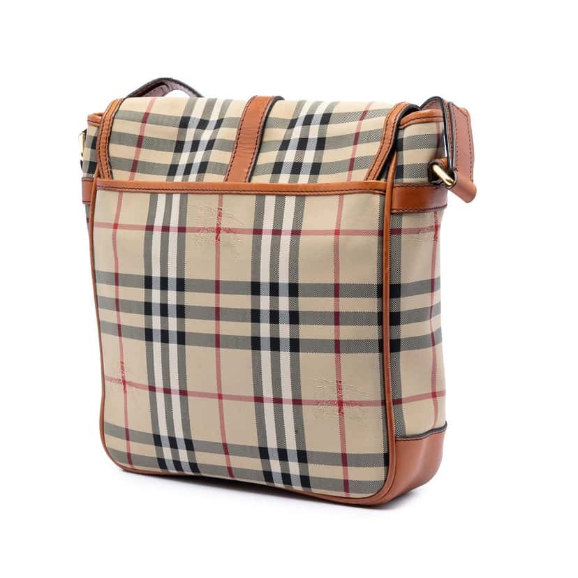 Burberry Haymarket Check Nylon Messenger Bag Beige Very good condition - Back View