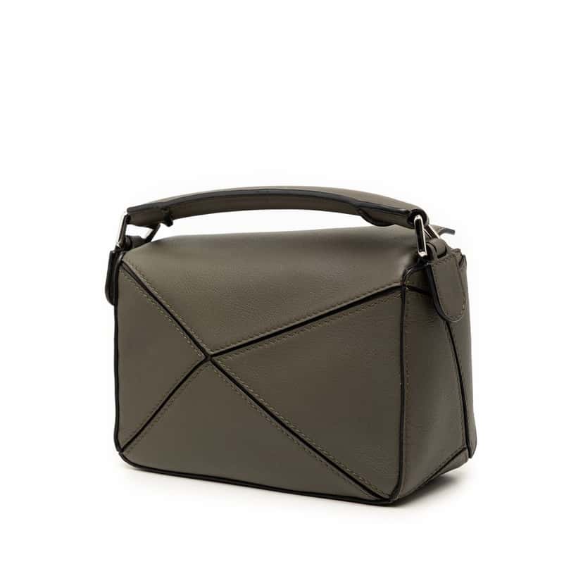 LOEWE Mini Calfskin Puzzle Satchel Brown Leather Very good condition - Back View