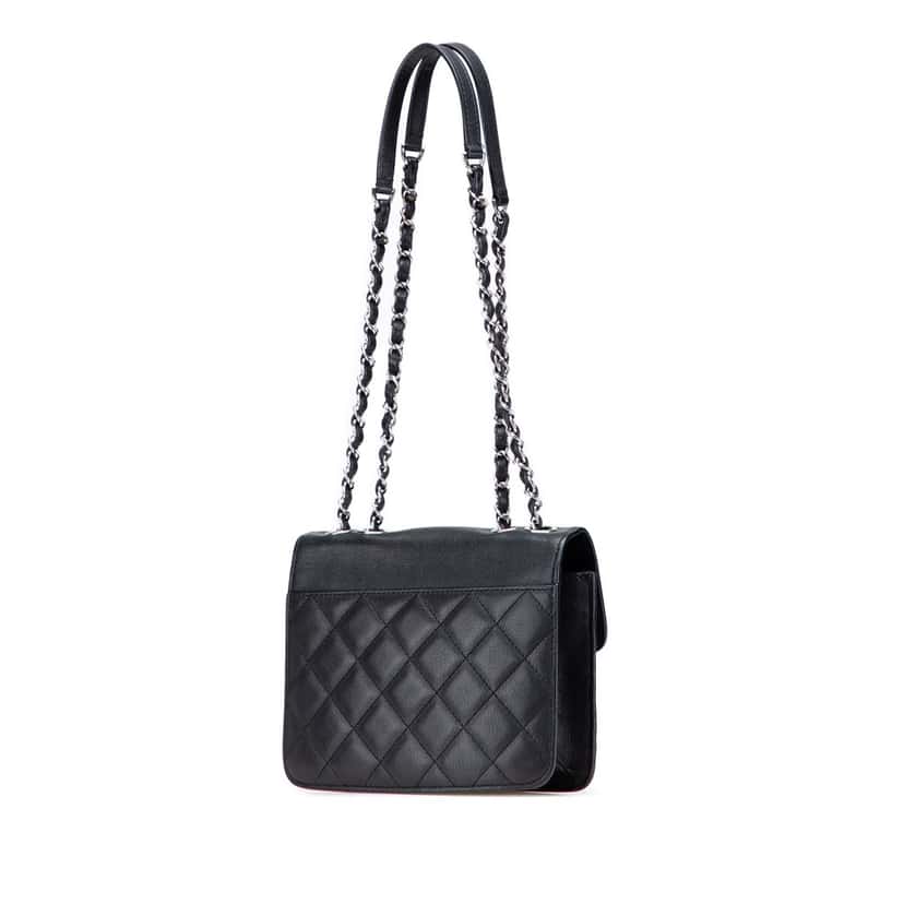 Chanel Small Quilted Goatskin CC Box Flap Black Leather Very good condition - Back View