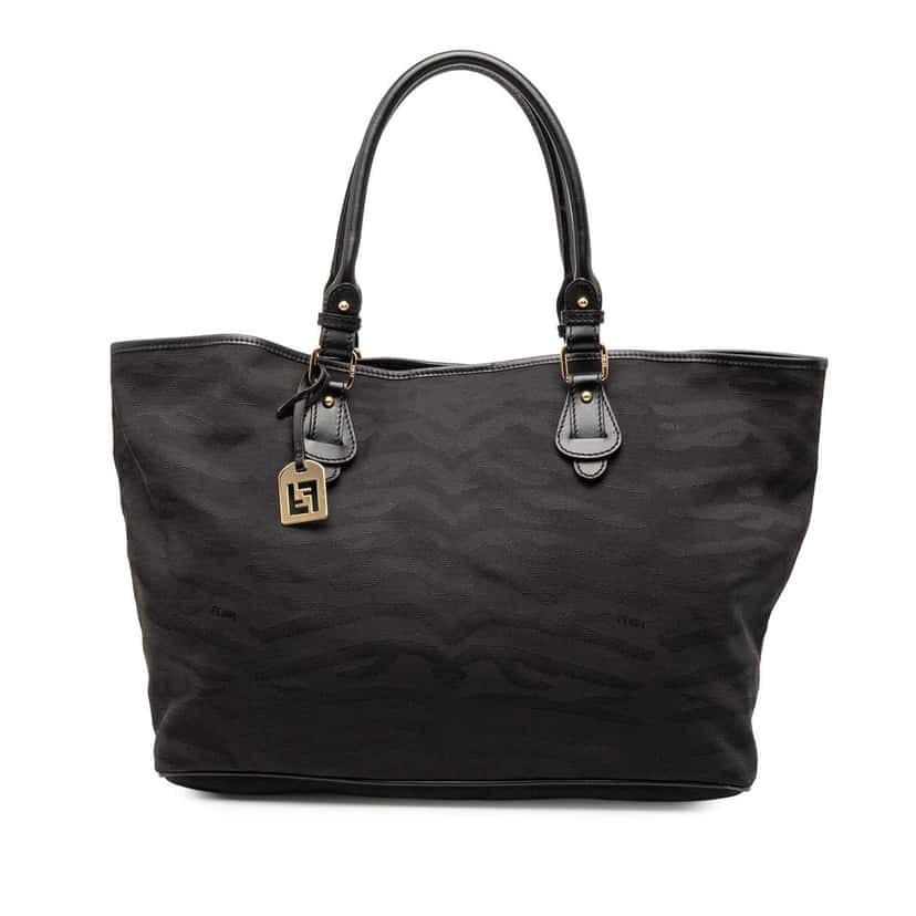 Fendi Canvas Tiger Print Tote Black Very good condition - Front View