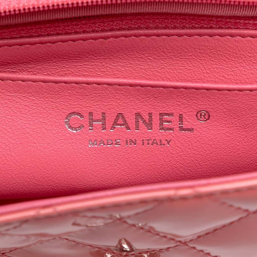 Chanel Mini Rectangular Classic Patent Single Flap Pink Leather Very good condition - Box View