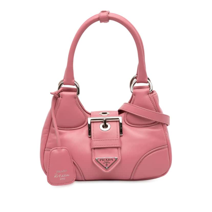 Prada Nappa Soft Padded Re Edition 2002 Moon Satchel Pink Leather Very good condition - Front View
