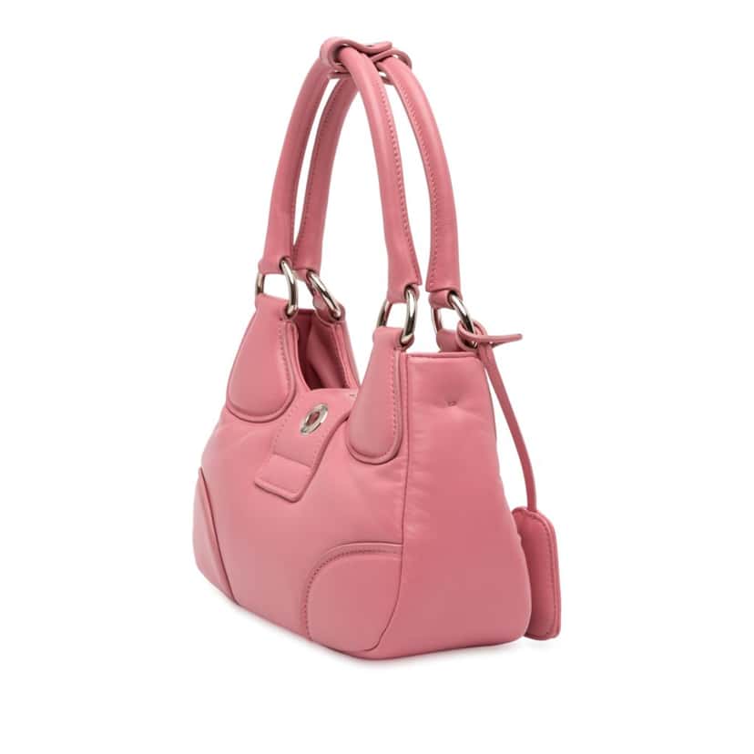 Prada Nappa Soft Padded Re Edition 2002 Moon Satchel Pink Leather Very good condition - Back View