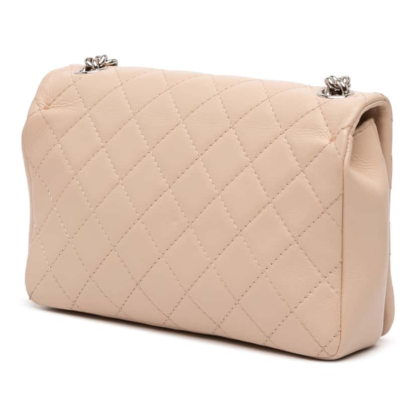Chanel Quilted Calfskin Chain Embossed Flap Brown Leather Good condition - Back View
