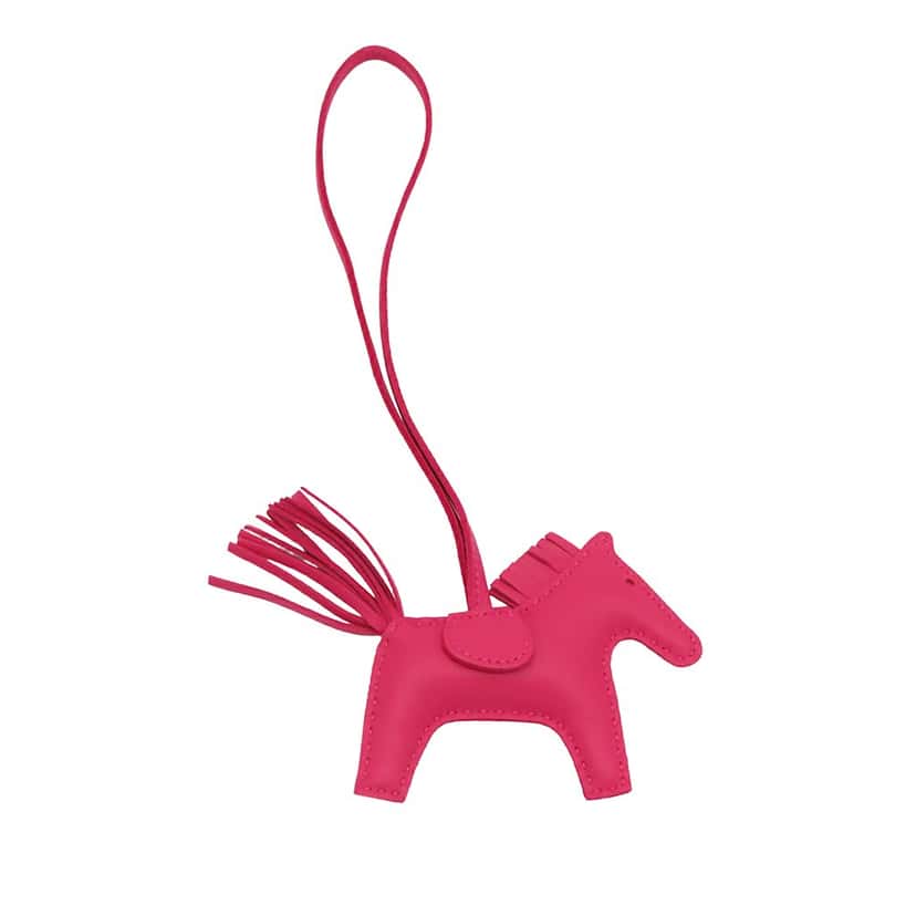 Hermès Milo Lambskin Grigri Rodeo Bag Charm PM Pink Leather Very good condition - Back View