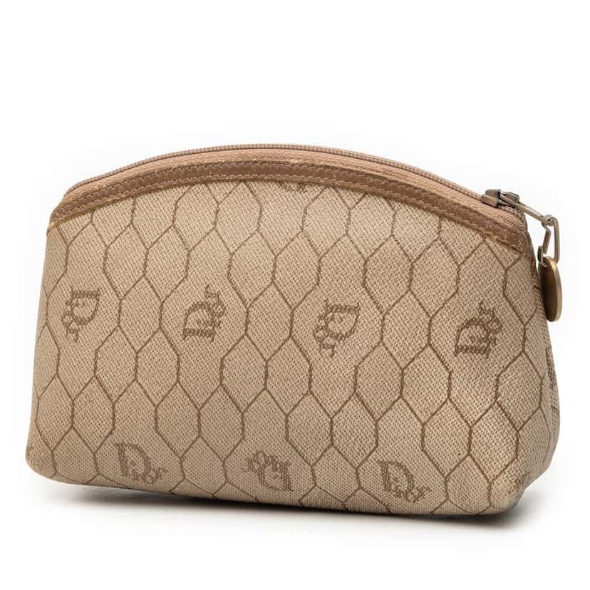 Dior Honeycomb Coated Canvas Cosmetic Pouch Beige Very good condition - Back View