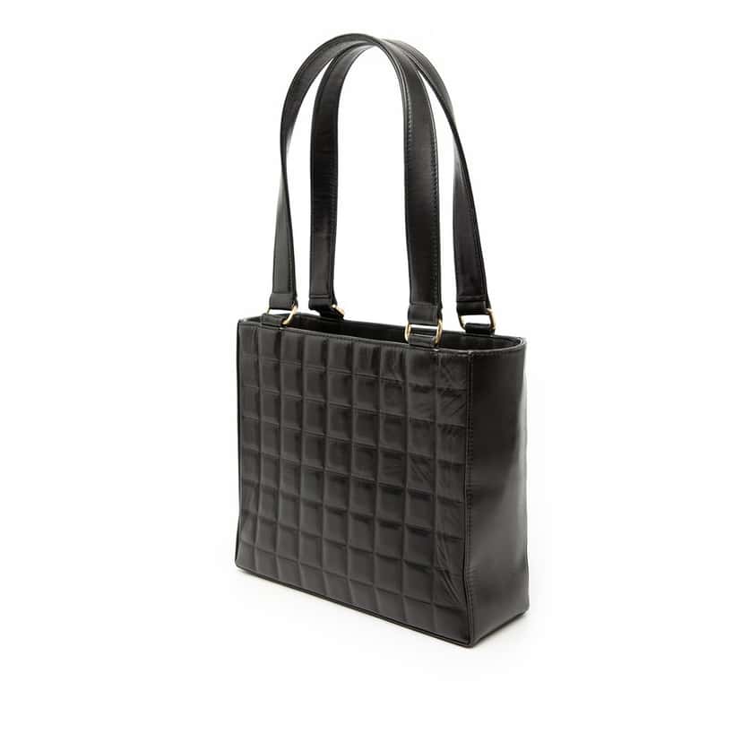 Chanel CC Choco Bar Lambskin Tote Black Leather Very good condition - Back View