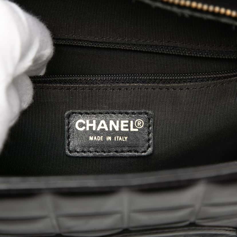 Chanel CC Choco Bar Lambskin Tote Black Leather Very good condition - Box View