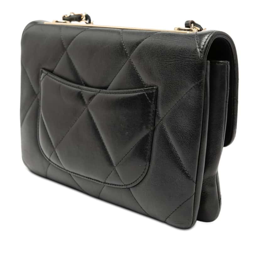 Chanel Quilted Lambskin Trendy CC Flap Black Leather Very good condition - Back View