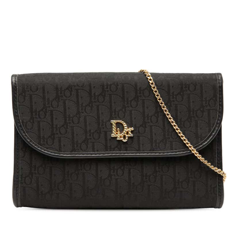 Dior Diorissimo Trotter Canvas Chain Crossbody Black Very good condition - Front View