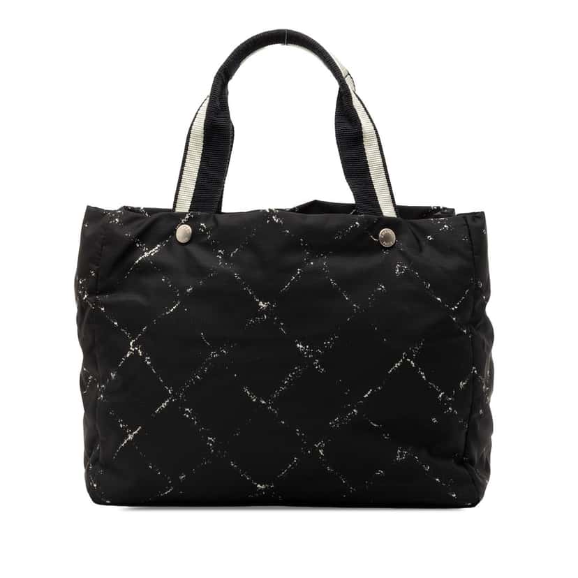 Chanel Old Travel Line Nylon Tote Black Very good condition - Front View