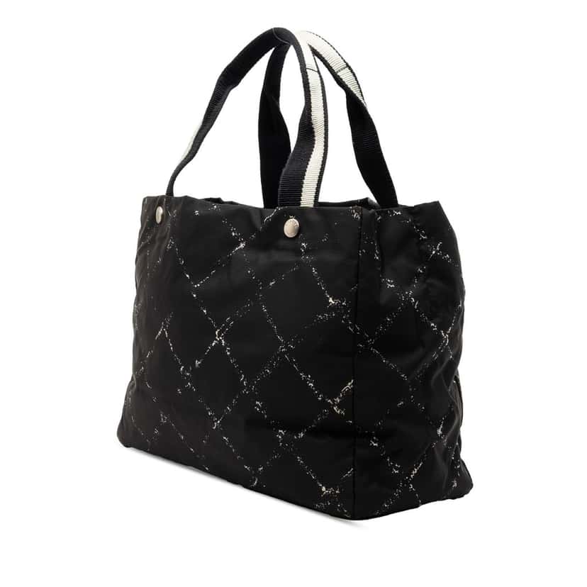 Chanel Old Travel Line Nylon Tote Black Very good condition - Back View