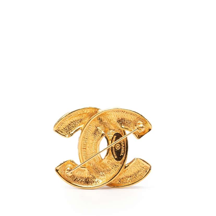 Chanel CC Quilted Gold Plated Brooch Gold Metal Very good condition - Back View
