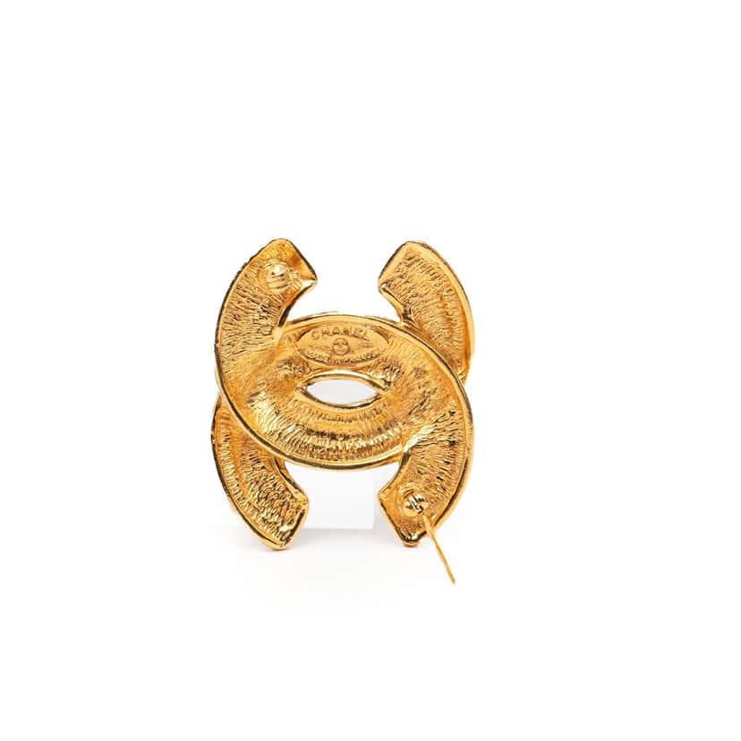 Chanel CC Quilted Gold Plated Brooch Gold Metal Very good condition - Inside View