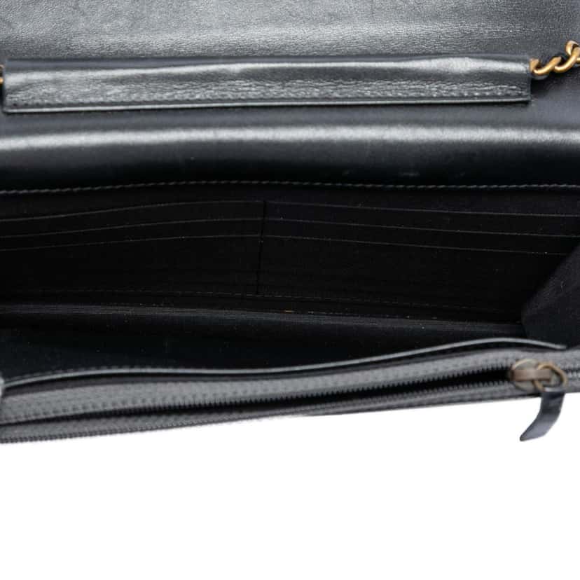 Chanel Quilted Lambskin Double Stitch Boy Wallet On Chain Black Leather Very good condition - Model View