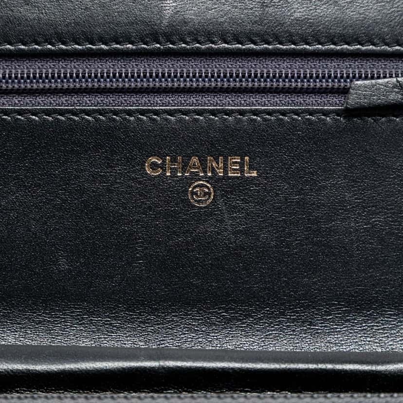 Chanel Quilted Lambskin Double Stitch Boy Wallet On Chain Black Leather Very good condition - Box View