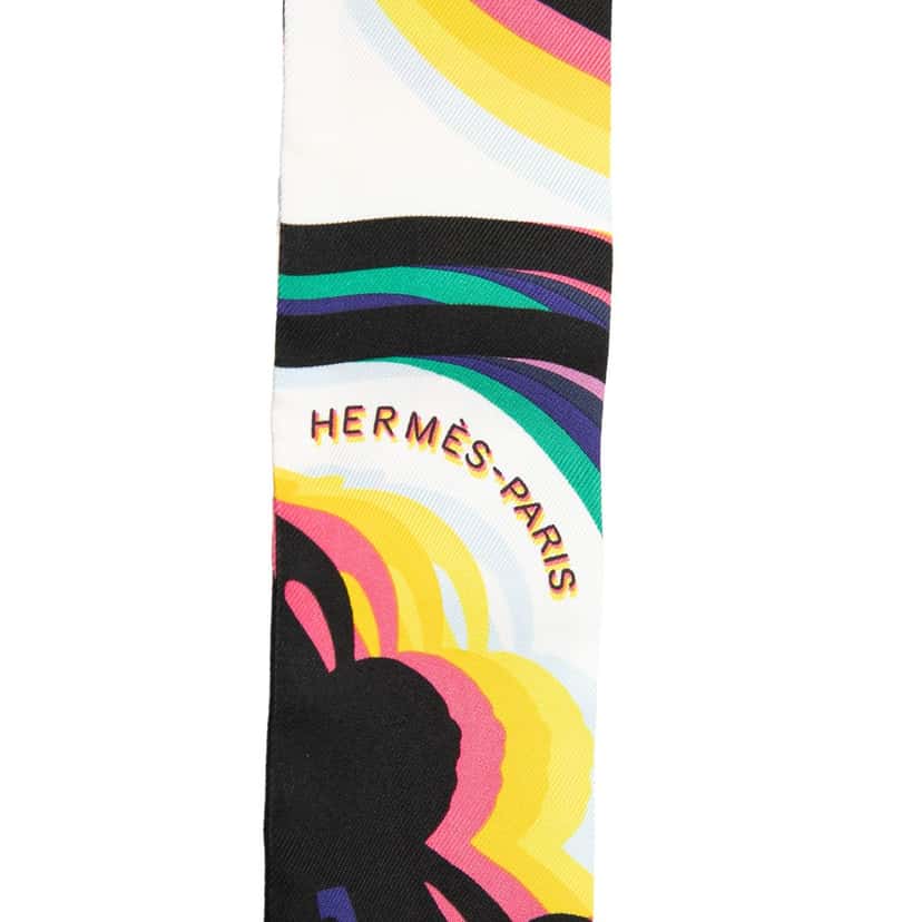 Hermès Brides De Gala Shadow Silk Twilly Scarf Black Very good condition - Back View