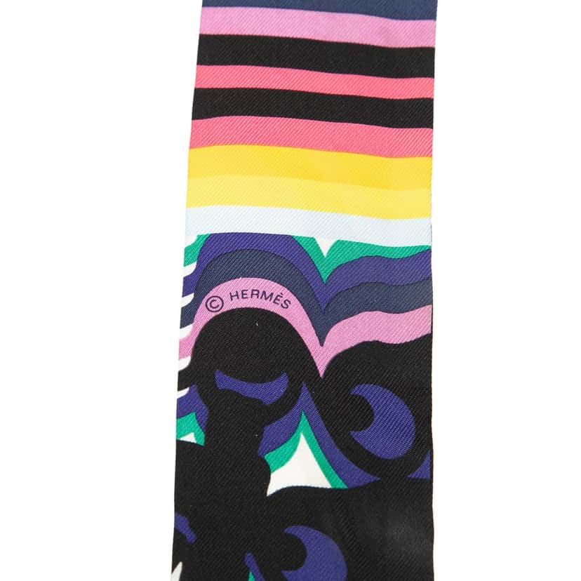 Hermès Brides De Gala Shadow Silk Twilly Scarf Black Very good condition - Inside View