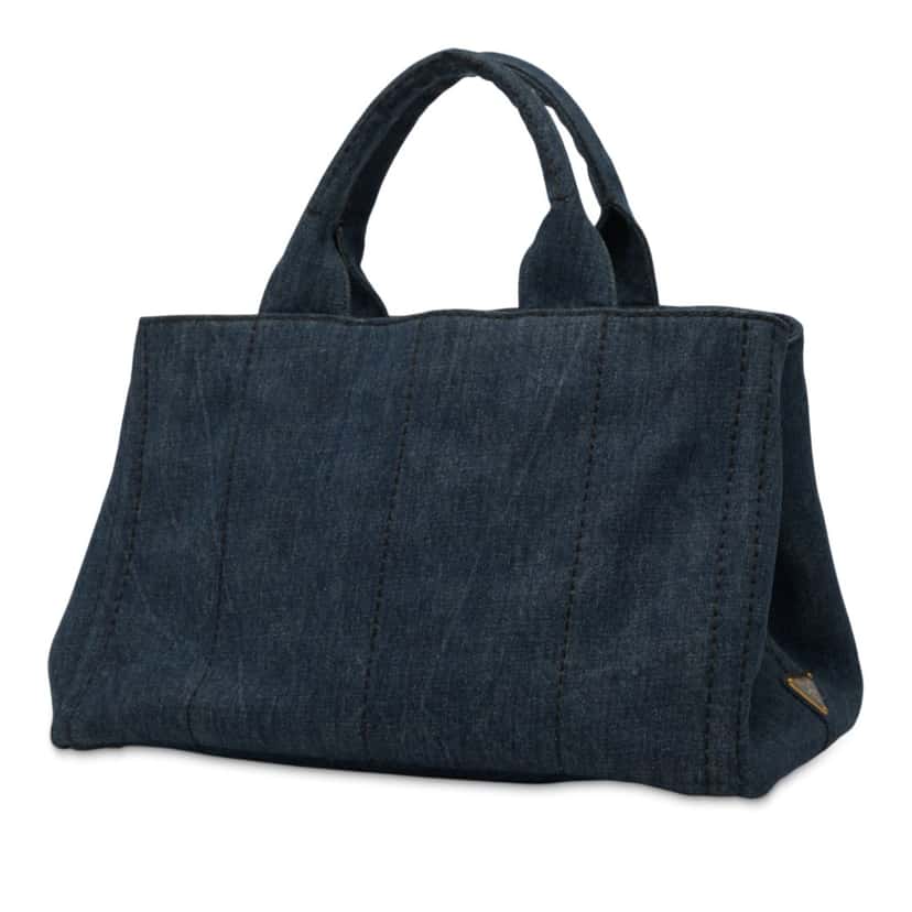Prada Denim Canapa Logo Satchel Blue Very good condition - Back View