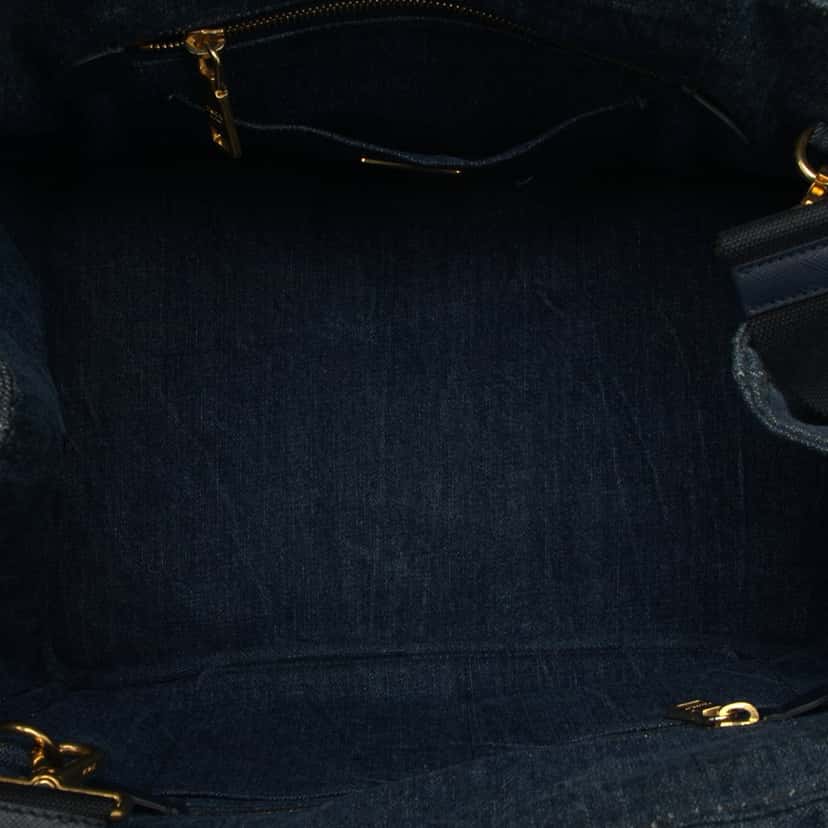 Prada Denim Canapa Logo Satchel Blue Very good condition - Model View
