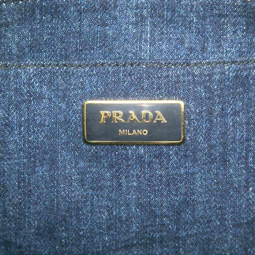 Prada Denim Canapa Logo Satchel Blue Very good condition - Box View