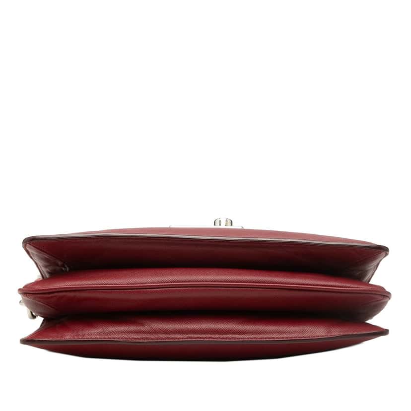Prada Bicolor Saffiano Sound Lock Shoulder Bag Red Leather Very good condition - Inside View