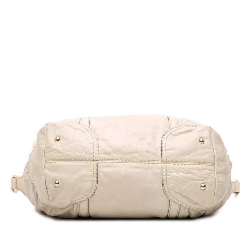 Gucci Leather Horsebit Nail Boston Bag White Leather Good condition - Inside View