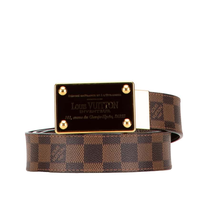 Louis Vuitton Damier Ebene Inventeur Reversible Belt Brown Canvas Very good condition - Front View
