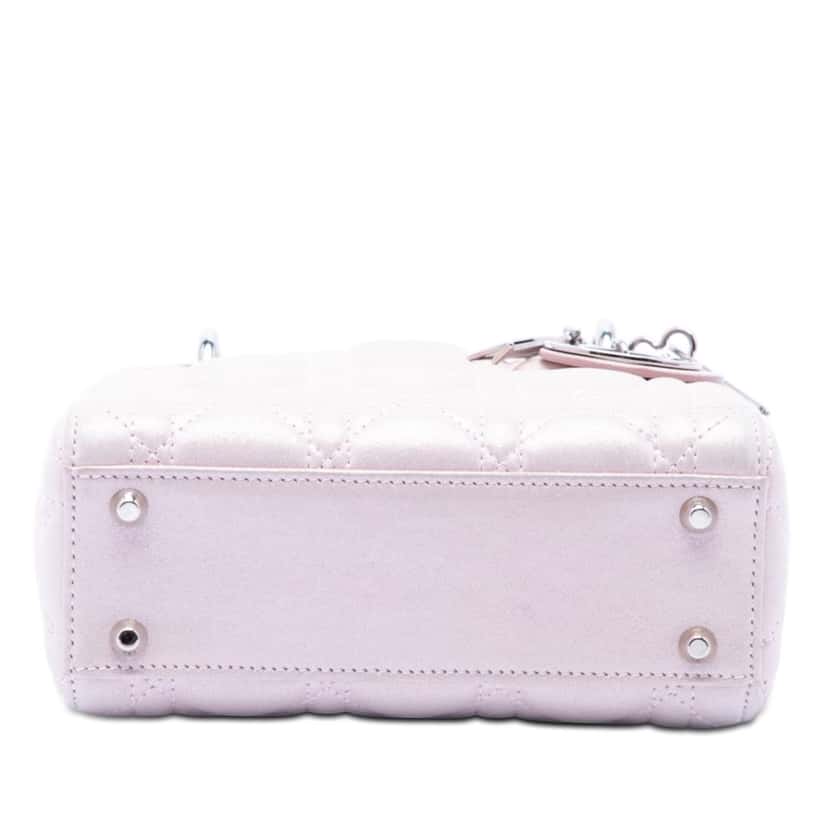 Dior Mini Iridescent Lambskin Cannage Lady Dior Pink Leather Very good condition - Inside View