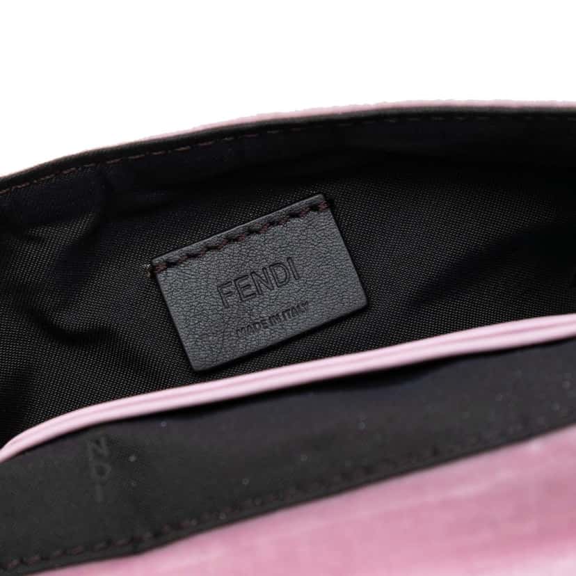 Fendi Mini Zucca Embossed Velvet Baguette Satchel Pink Very good condition - Model View