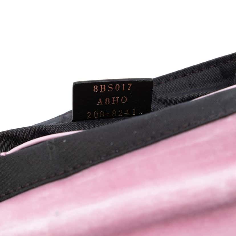 Fendi Mini Zucca Embossed Velvet Baguette Satchel Pink Very good condition - Box View