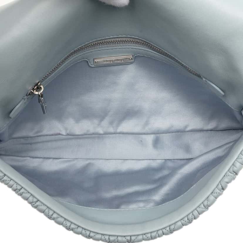 Miu Miu Matelasse Nappa Crystal Chain Satchel Blue Leather Very good condition - Model View