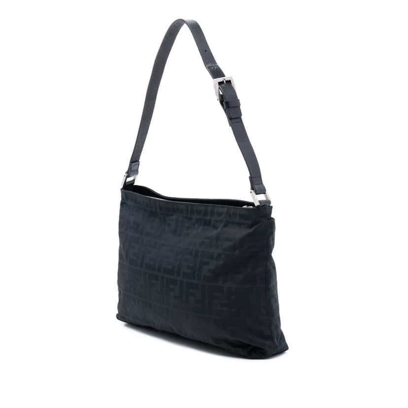 Fendi Zucca Nylon Shoulder Bag Black Very good condition - Back View