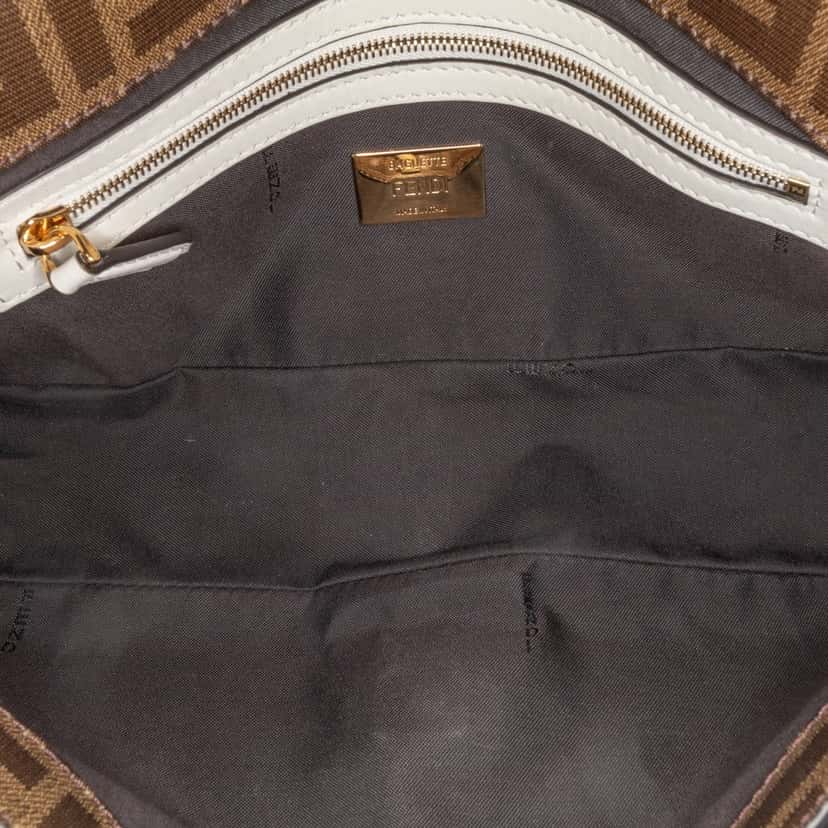 Fendi Zucca Glazed Fabric Cage Baguette Satchel Brown Very good condition - Model View