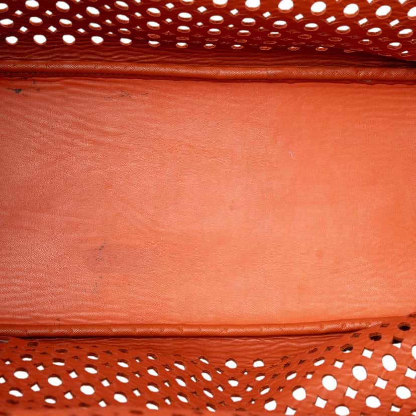 Prada Perforated Saffiano Fori Shopping Tote Orange Leather Very good condition - Model View