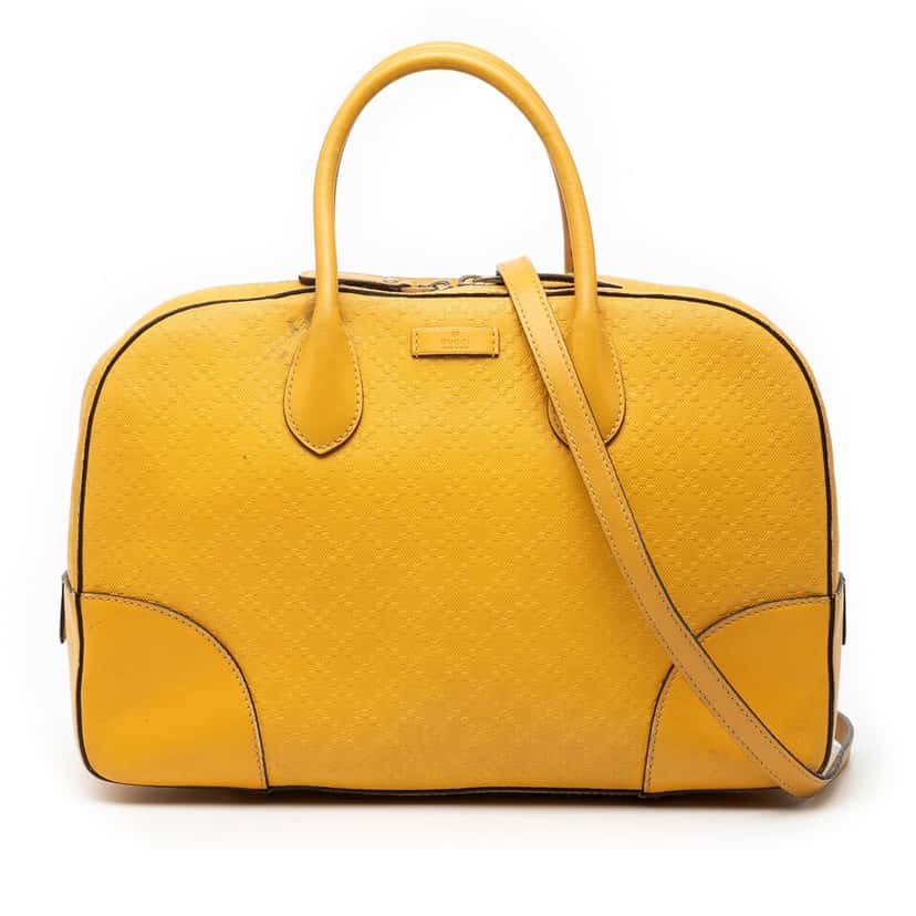 Gucci Diamante Bright Leather Satchel Yellow Leather Very good condition - Front View