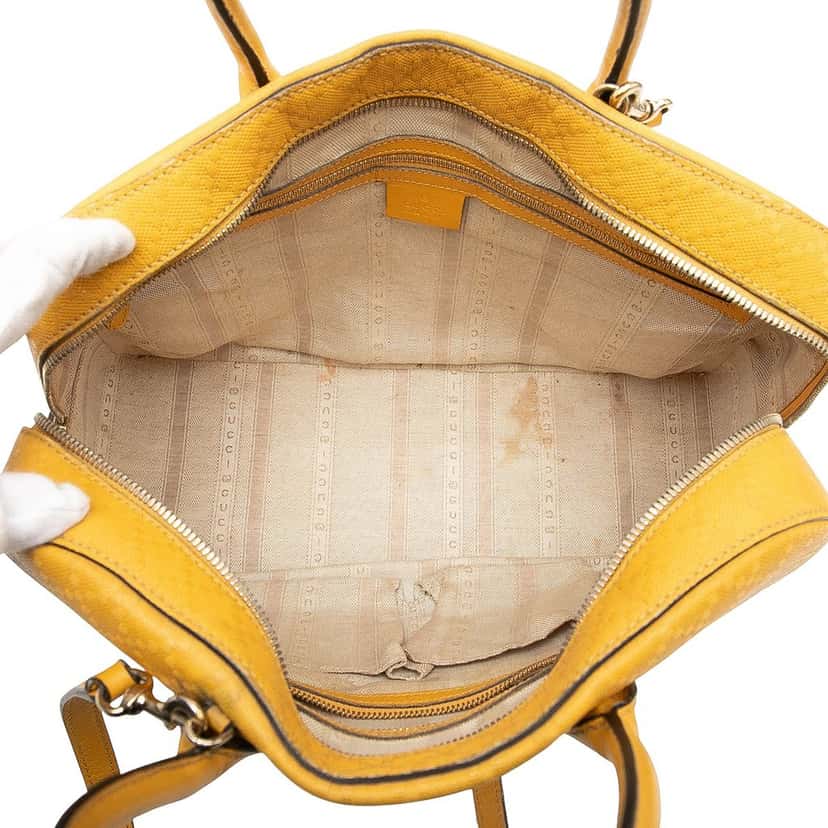 Gucci Diamante Bright Leather Satchel Yellow Leather Very good condition - Model View